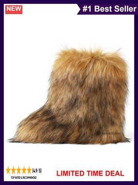 Mid Calf Faux Fur Boots Fluffy Warm Winter Snow Boots